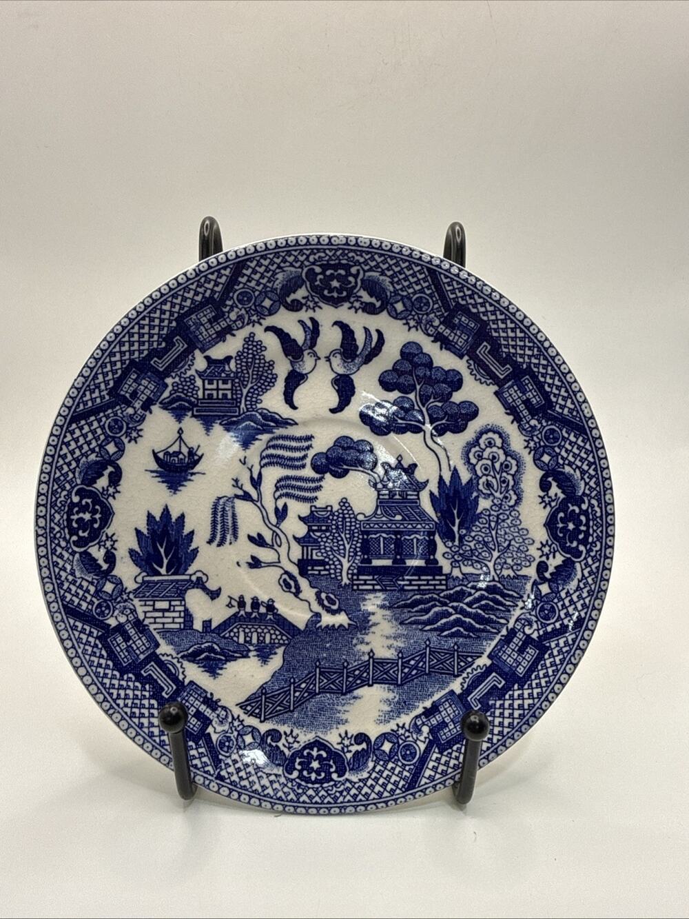 Vintage Blue Willow Japan 5 7/8” Tea Cup Saucer Transferware Made In Japan *